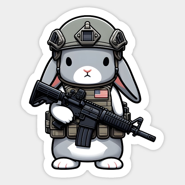 Tactical Rabbit Sticker by Rawlifegraphic